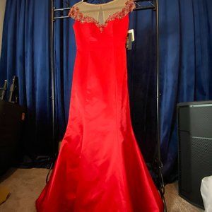 Sherri Hill dress, red, beaded detail, size 6, NWT
